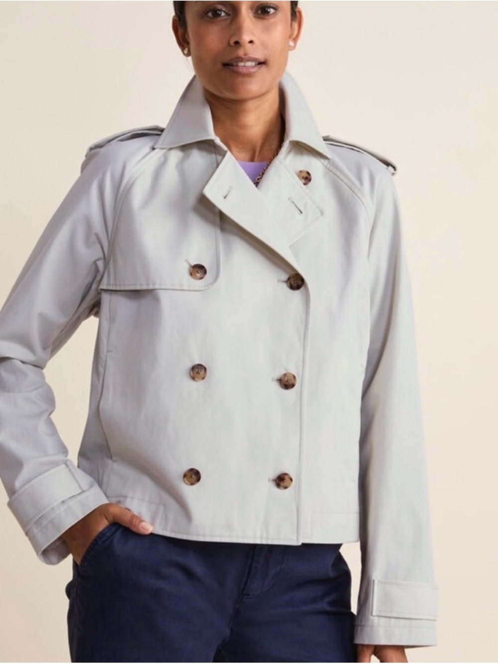 NWTVl Vineyard Vines S Short Trench Coat  Stone Lightweight Preppy Minimalist